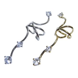 新しい耳飾り「イヤークリップ」トリプル立爪タイプ【2個セット】/ゴールド