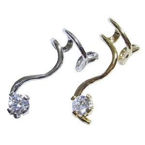 新しい耳飾り「イヤークリップ」立爪ウェーブタイプ【2個セット】/ゴールド