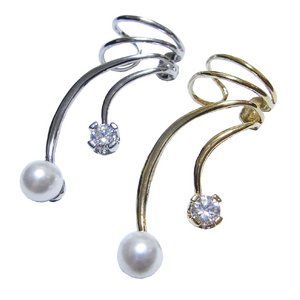 新しい耳飾り「イヤークリップ」立爪＆パールタイプ【2個セット】/シルバー