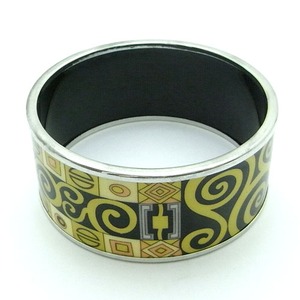 陶器(エマイユ)使いのワイドバングル/渦巻き