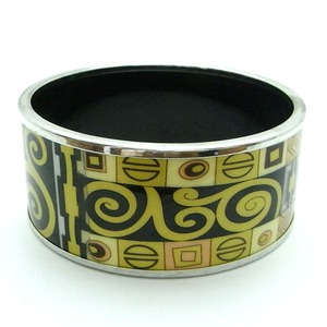 陶器(エマイユ)使いのワイドバングル/渦巻き