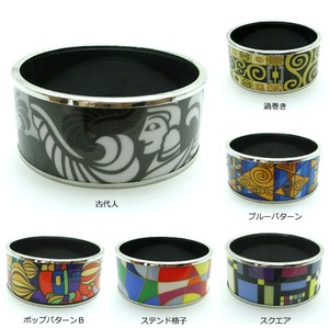 陶器(エマイユ)使いのワイドバングル/渦巻き