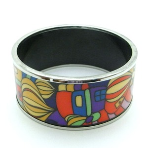 陶器(エマイユ)使いのワイドバングル/ポップパターンＢ