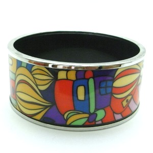 陶器(エマイユ)使いのワイドバングル/ポップパターンＢ