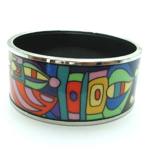 陶器(エマイユ)使いのワイドバングル/ポップパターンＢ