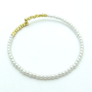 細めバングル仕様♪フリーサイズの淡水パールブレス／ゴールド