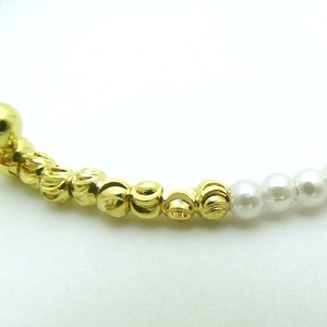 細めバングル仕様♪フリーサイズの淡水パールブレス／ゴールド