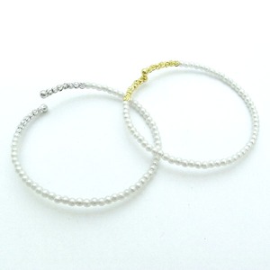 細めバングル仕様♪フリーサイズの淡水パールブレス／ゴールド