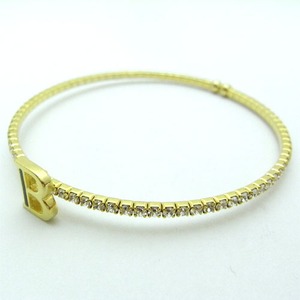 細めバングル仕様♪ジルコニア＆ライン入りイニシャルテニスブレス/B(ブラックライン)