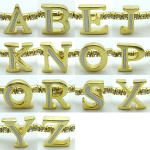 細めバングル仕様♪ジルコニア＆ライン入りイニシャルテニスブレス/B(ブラックライン)