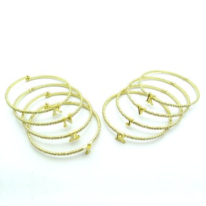 細めバングル仕様♪ジルコニア＆ライン入りイニシャルテニスブレス/J(ブラックライン)