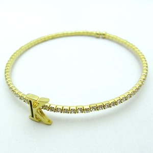 細めバングル仕様♪ジルコニア＆ライン入りイニシャルテニスブレス/K(ブラックライン)