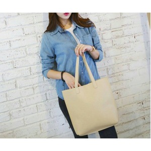 肩掛け可能なハンドル長めデザイン♪超シンプルトートバッグ/ブルー