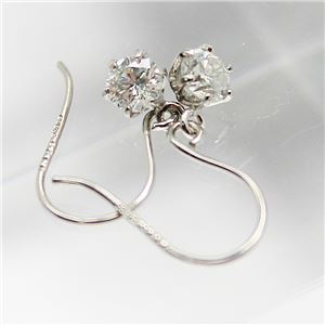 プラチナ0.25ct一粒石ダイヤモンドピアス チャームフックピアス