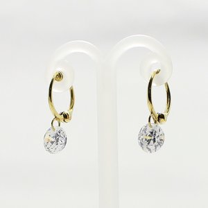 10金キュービックジルコニアフロートセッティングイヤリング(ノンホールピアス)