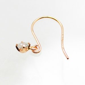 10金ピンクゴールド0.1ctダイヤモンドピアス ショートフックピアス