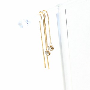 10金0.1ctダイヤモンドピアスショート アメリカンチェーンピアス