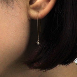 10金0.1ctダイヤモンドピアスショート アメリカンチェーンピアス