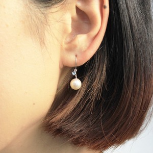 プラチナ　7mmあこや真珠 アクアマリン  フックピアス　パールピアス