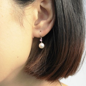 プラチナ　7mmあこや真珠 ピンクトルマリン フックピアス　パールピアス