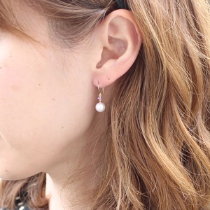 18金 イエローゴールド　7mm珠 アコヤ本真珠　アメジスト　フックピアス　パール　誕生石