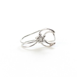 10金ホワイトゴールド 三日月ダイヤモンド イヤーカフ