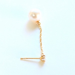 18金 7mmあこや真珠 0.2ct 天然ダイヤモンドチェーンピアス パールピアス