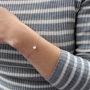 プラチナ アコヤ真珠 アズキチェーン ブレスレット