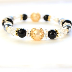 オニキス 水晶 桜 ブレスレット 16cm 