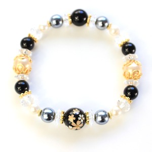 オニキス 水晶 桜 ブレスレット 16cm 