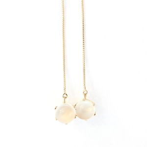 イエローゴールド 2ct ムーンストーン チェーン ピアス 6月 誕生石