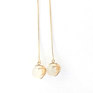 イエローゴールド 2ct ムーンストーン チェーン ピアス 6月 誕生石