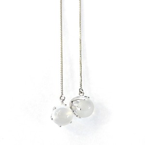 ホワイトゴールド 2ct ムーンストーン チェーン ピアス 6月 誕生石