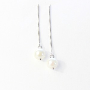 プラチナ アコヤ真珠 チェーンピアス