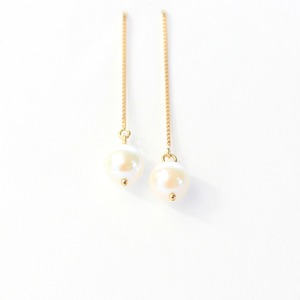 18金イエローゴールド アコヤ真珠 チェーンピアス