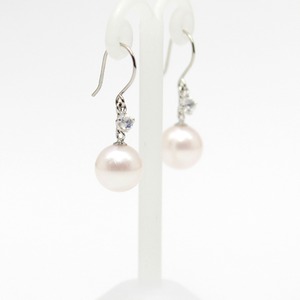 プラチナ 7mm珠 アコヤ本真珠 ムーンストーン フックピアス パール 誕生石