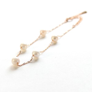 18金ピンクゴールド アコヤ真珠 ステーションブレスレット