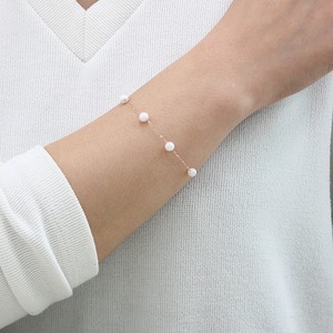 18金ピンクゴールド アコヤ真珠 ステーションブレスレット