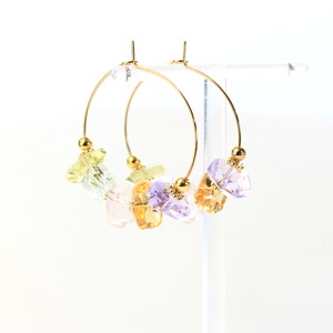 マルチクォーツ フープ ピアス