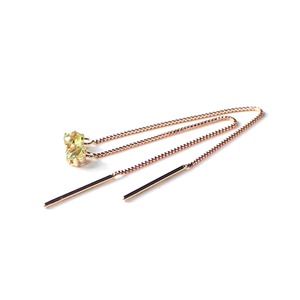 ピンクゴールド 誕生石 ペリドット チェーンピアス