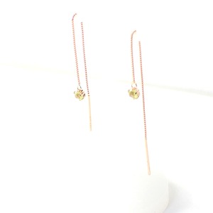 ピンクゴールド 誕生石 ペリドット チェーンピアス