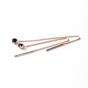 ピンクゴールド 誕生石 サファイア チェーンピアス