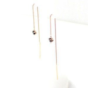 ピンクゴールド 誕生石 サファイア チェーンピアス