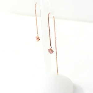 ピンクゴールド 誕生石 ピンクトルマリン チェーンピアス
