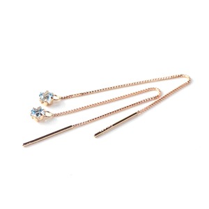 ピンクゴールド 誕生石 ブルートパーズ チェーンピアス