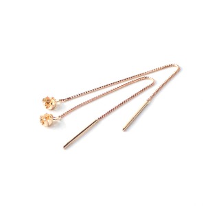 ピンクゴールド 誕生石 シトリン チェーンピアス