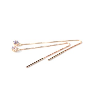 ピンクゴールド 誕生石 タンザナイト チェーンピアス