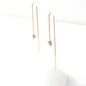 ピンクゴールド 誕生石 タンザナイト チェーンピアス