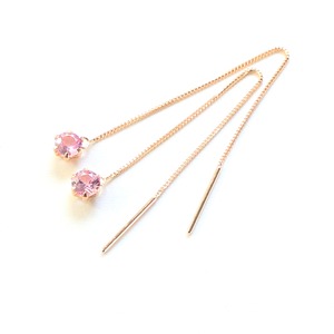 k18 ピンクゴールド ピンクサファイア 0.3ct アメリカン チェーンピアス