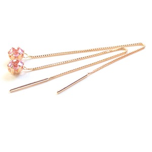 k18 ピンクゴールド ピンクサファイア 0.3ct アメリカン チェーンピアス